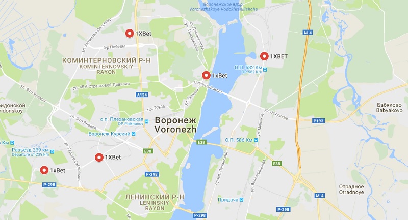 1XBet Воронеж, букмекерская контора: адреса филиалов на карте, режим работы